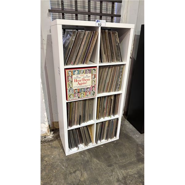 8-BAY CUBBY CABINET OF ASSORTED VINYL RECORDS