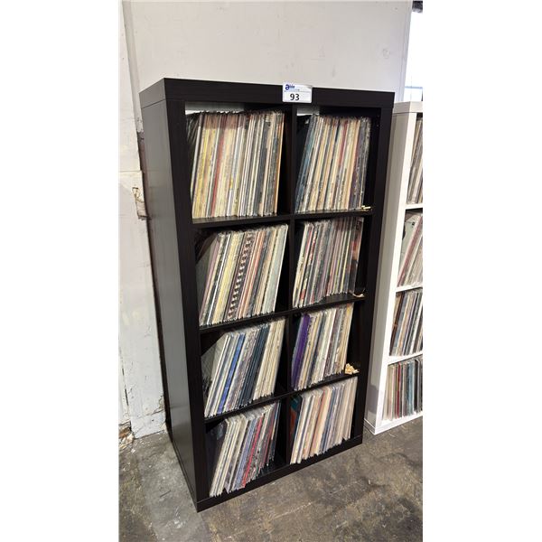 8-BAY CUBBY CABINET OF ASSORTED VINYL RECORDS