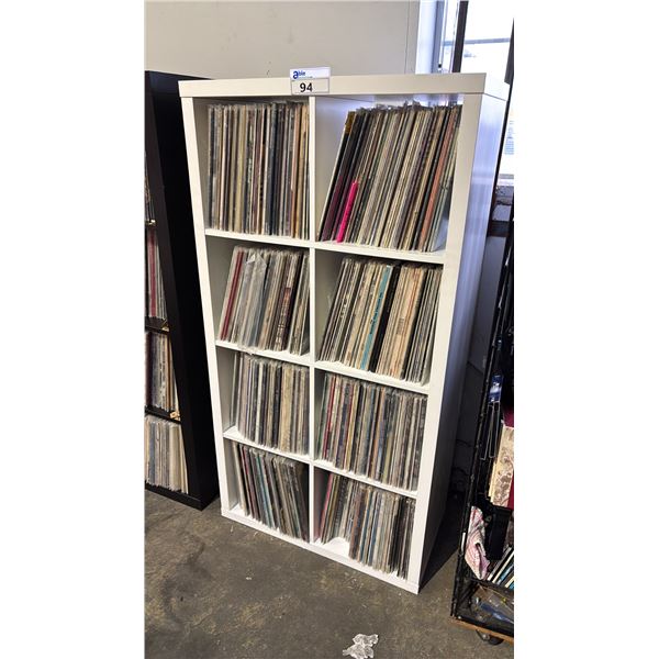 8-BAY CUBBY CABINET OF ASSORTED VINYL RECORDS