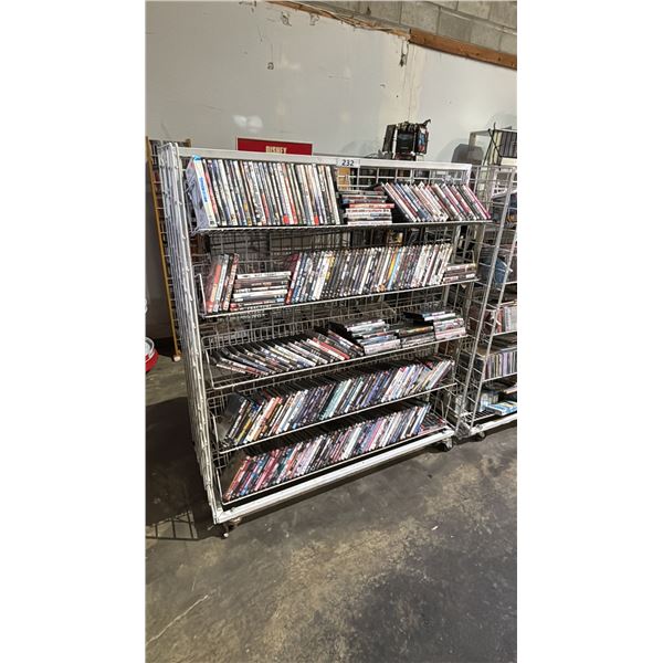 5-TIER 2-SIDED ROLLING CART OF ASSORTED DVD'S