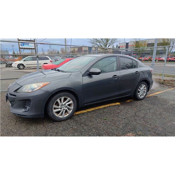 2012 MAZDA MAZDA3, 4DR SEDAN, GREY, VIN JM1BL1V76C1604582,