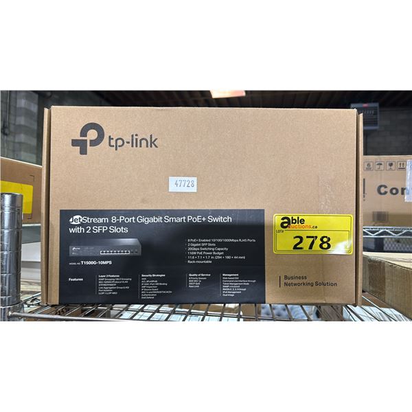 *NEW* TP-LINK JETSTREAM 8-PORT GIGABIT SMART POE+ SWITCH WITH 2SFP SLOTS