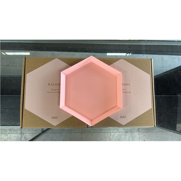 (2) KALEIDO HAY SMALL PEACH TRAYS