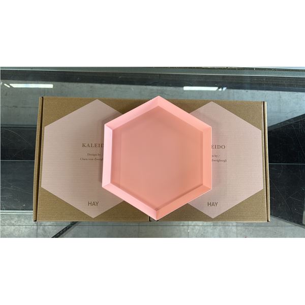 (2) KALEIDO HAY SMALL PEACH TRAYS