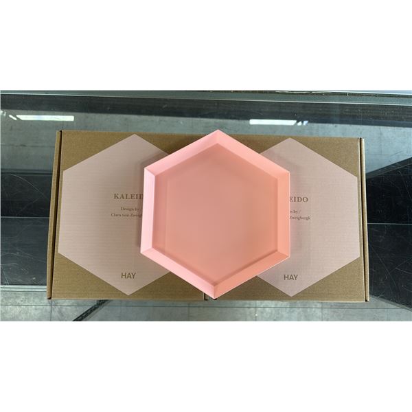 (2) KALEIDO HAY SMALL PEACH TRAYS