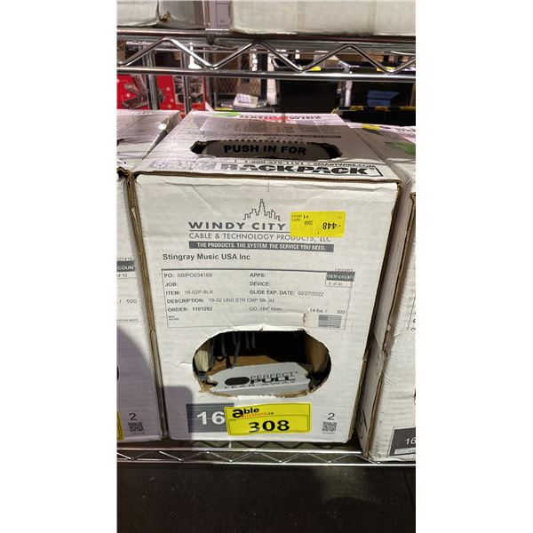 *NEW* SMART WIRE RACK PACK 16-02P BLACK SPEAKER CABLE: 500 FT/ 152 METERS