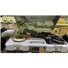 Image 3 : SHELF OF ASSORTED TOOLS INCLUDING; DEWALT DRILL,. RYOBI ANGLE GRINDER WITH CASE, FEIN OSCILLATING