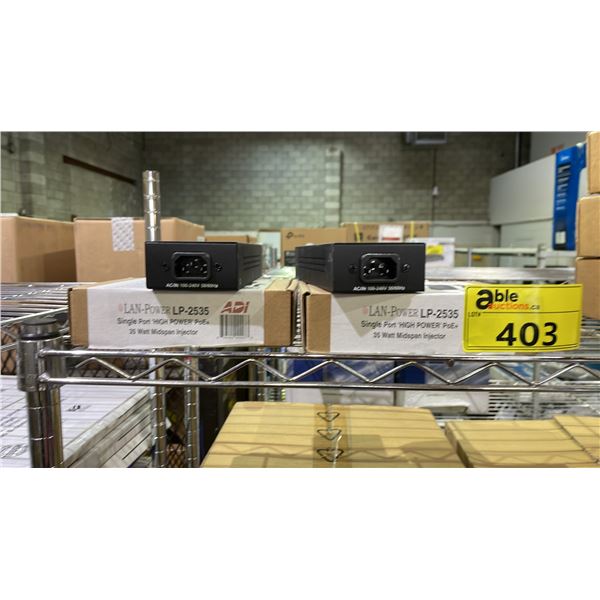*NEW* (2) ADI LAN-POWER LP-2535 SINGLE PORT HIGH POWER POE+ 35 WATT MIDSPAN INJECTORS