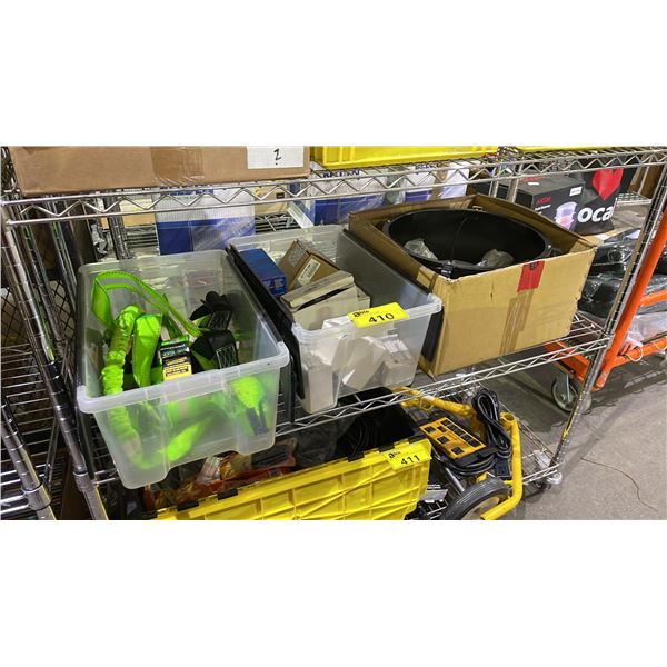 *NEW* SHELF OF ASSORTED ITEMS INCLUDING; NORGUARD FALL ARREST HARNESS, TX-1W MUSIC ON HOLD
