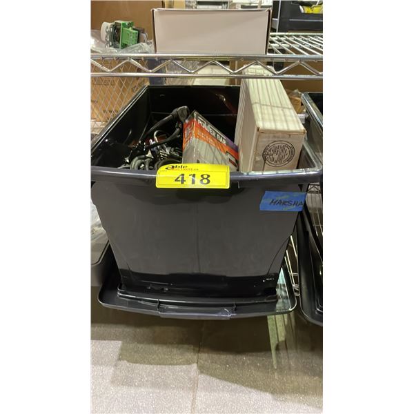 *NEW* BIN OF ASSORTED ITEMS INCLUDING; POWER CORDS, POWER BARS, POWER SPLITTERS & MORE