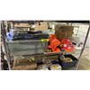 Image 1 : SHELF OF ASSORTED ITEMS INCLUDING; HARD HATS, REFLECTIVE VEST, BONSAII STRIP-CUT 8 SHEET PAPER