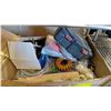 Image 2 : BOX OF LEVER HANDLES, FAUCET HOSES, HOLE SAW BITS, WIRE BRUSH & MORE