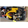 Image 2 : TOTE OF ASSORTED TOOLS: ASSORTED NAILERS & UTILITY STAPLERS, RYOBI ROUTER, HEDGE TRIMMER & MORE