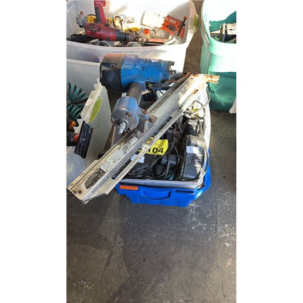 TOTE OF ASSORTED CORDED SANDERS, BATTERIES & CHARGERS