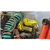 Image 3 : TOTE OF ASSORTED TOOLS: SKIL CORDLESS RECIPROCATING SAW, AEG HAMMER DRILL & MORE