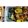 Image 3 : TOTE OF ASSORTED CORDLESS CORDLESS DRILLS: *NO BATTERIES*
