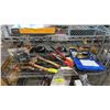 Image 1 : SHELF OF ASSORTED HAND TOOLS, AIR COMPRESSOR & MORE
