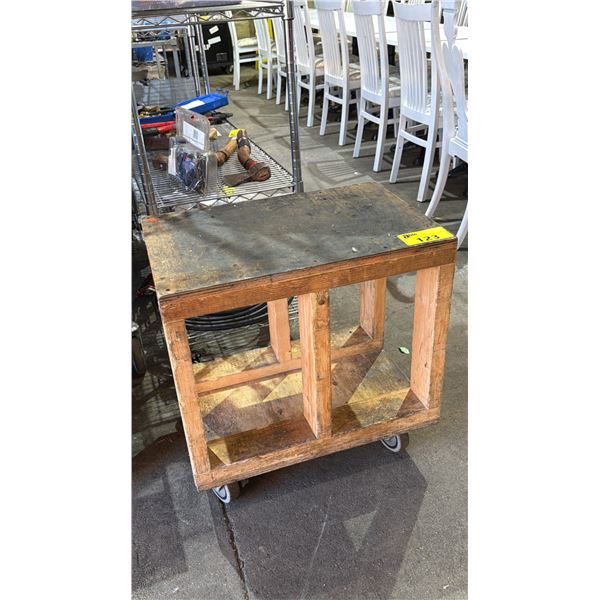 4-WHEEL WOOD CART 24" X 16" X 24"
