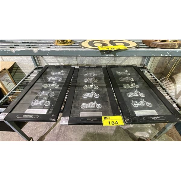 (3) FRAMED HARLEY DAVIDSON MODEL MOTORCYCLES