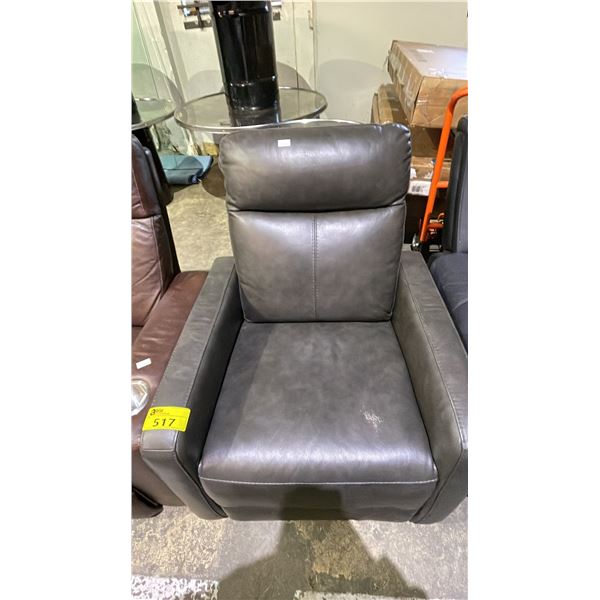 LEATHER-LIKE ELECTRIC RECLINER (NO POWER CORD, UNKNOWN WORKING CONDITION)