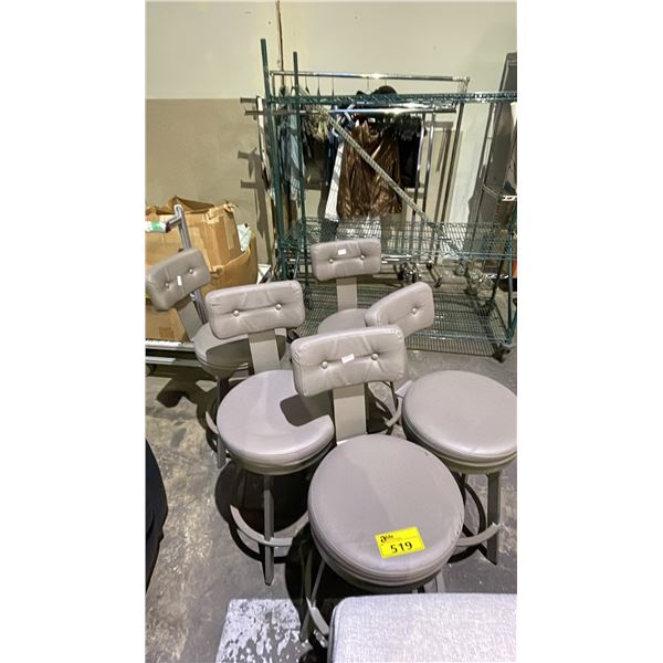 5 SWIVEL BAR STOOLS (SOME CUSHION DAMAGE)