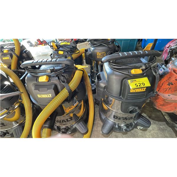 (2) DEWALT STEALTHSONIC 10 GALLON STAINLESS STEEL WET/DRY VACUUMS (1 HOSE FOR BOTH UNITS)