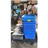 Image 1 : PALLET OF ASSORTED BINS & TOTES & BAGS OF PREMIER LARGE WHITE STONE