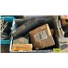 Image 2 : PALLET OF ASSORTED ITEMS INCLUDING; COOLER, MOTORCYCLE PARTS, HIP WADERS & MORE