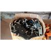 Image 3 : SHELF OF ASSORTED ITEMS INCLUDING; SMALL 4-WHEEL DOLLY, RATCHET STRAP, FURNITURE FEET & HARDWARE