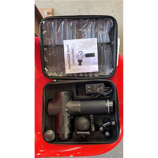 *NEW IN CASE* MASSAGE GUN WITH 6 ADJUSTABLE HEADS & 30 SPEED SETTINGS