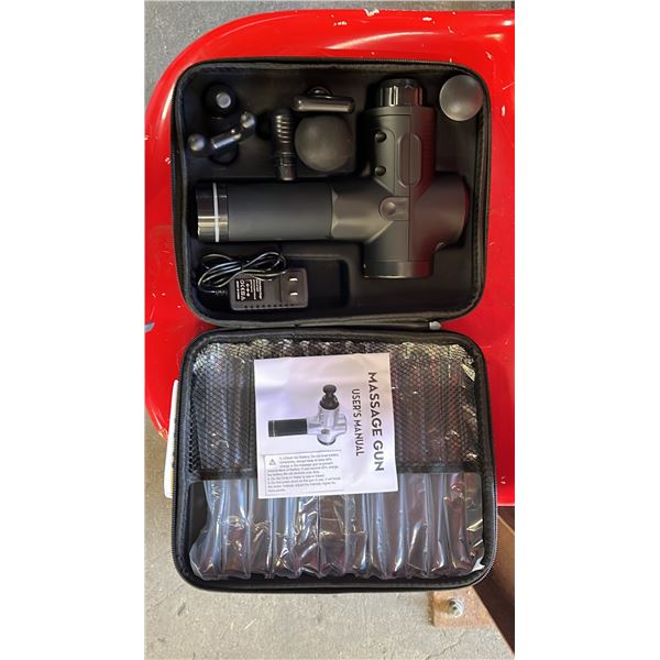 *NEW IN CASE* MASSAGE GUN WITH 6 ADJUSTABLE HEADS & 30 SPEED SETTINGS