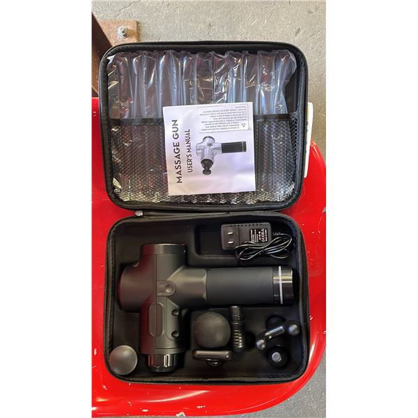 *NEW IN CASE* MASSAGE GUN WITH 6 ADJUSTABLE HEADS & 30 SPEED SETTINGS