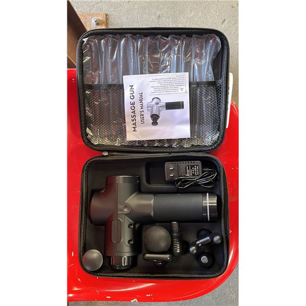 *NEW IN CASE* MASSAGE GUN WITH 6 ADJUSTABLE HEADS & 30 SPEED SETTINGS