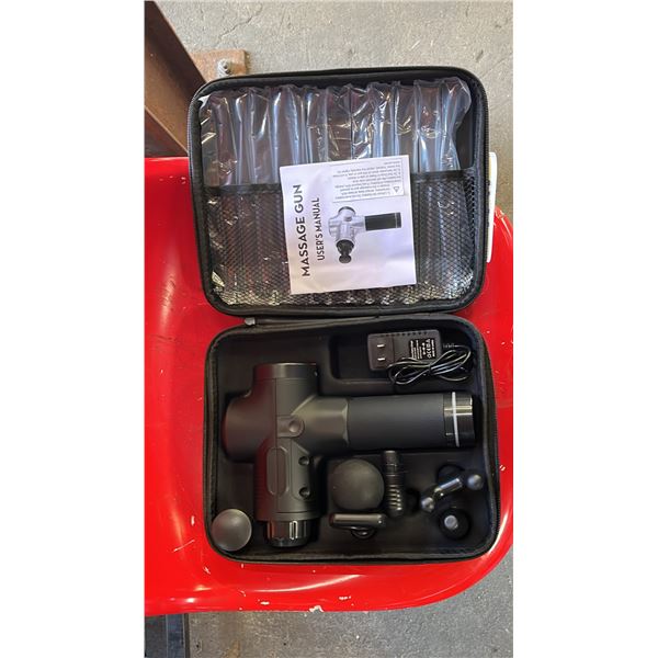 *NEW IN CASE* MASSAGE GUN WITH 6 ADJUSTABLE HEADS & 30 SPEED SETTINGS