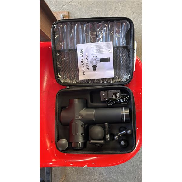 *NEW IN CASE* MASSAGE GUN WITH 6 ADJUSTABLE HEADS & 30 SPEED SETTINGS