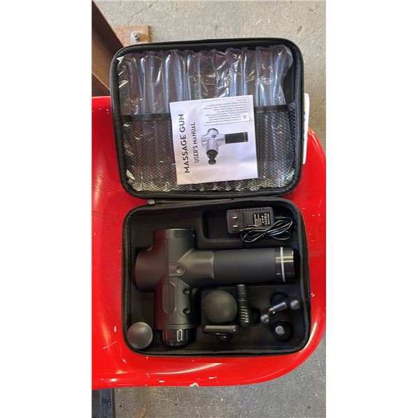 *NEW IN CASE* MASSAGE GUN WITH 6 ADJUSTABLE HEADS & 30 SPEED SETTINGS