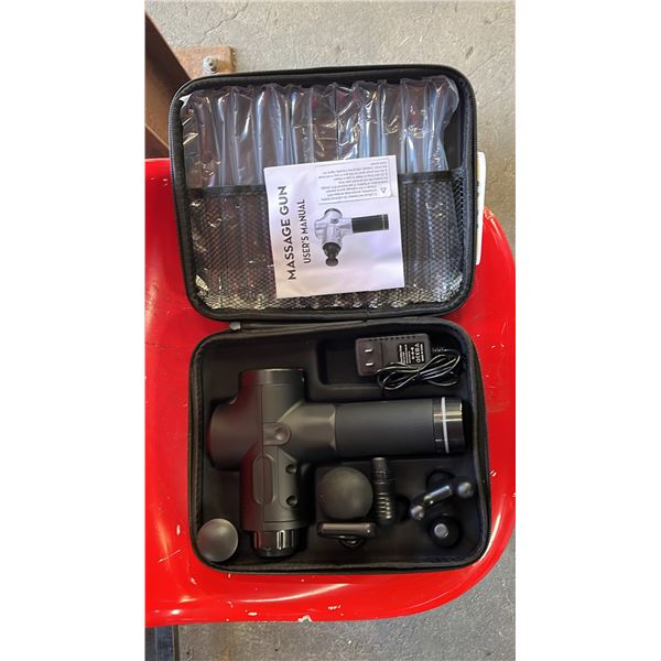 *NEW IN CASE* MASSAGE GUN WITH 6 ADJUSTABLE HEADS & 30 SPEED SETTINGS