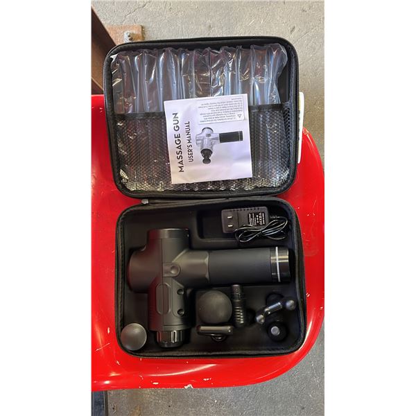 *NEW IN CASE* MASSAGE GUN WITH 6 ADJUSTABLE HEADS & 30 SPEED SETTINGS