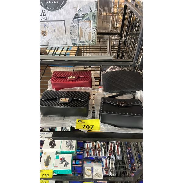 *NEW* (1) MAKEUP BAG WITH BRUSHES & (3) SMALL PURSES