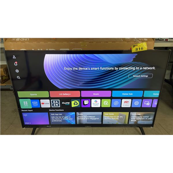 LG 50" UHD AI UA70 4K SMART TV WITH STAND & REMOTE