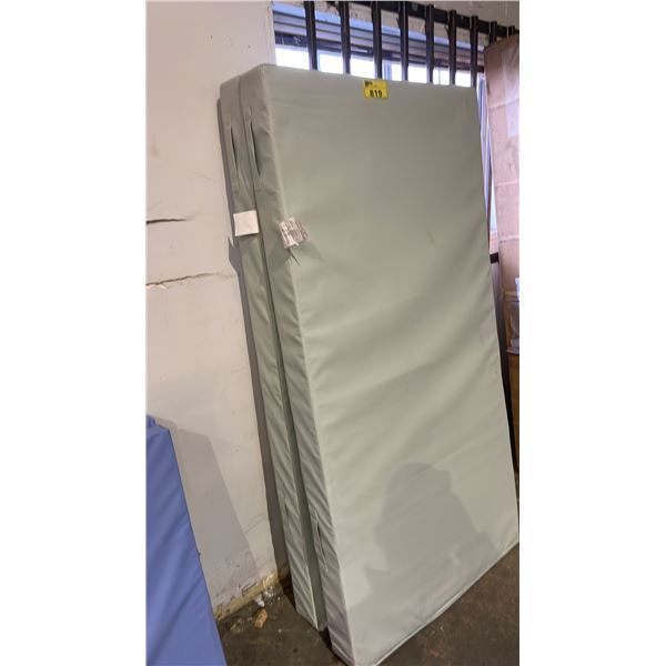 PAIR OF NYLON COVERED INSTITUTIONAL FOAM MATTRESSES: WASHABLE - 71.5"L X 36"W X 5"D