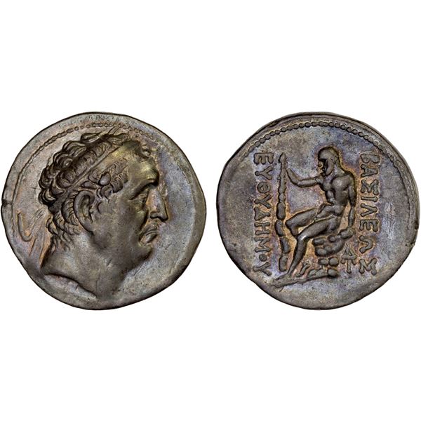 BACTRIA: Euthydemos I Theos Megas, ca. 230-200 BC, AR tetradrachm (16.46g), VF-XF