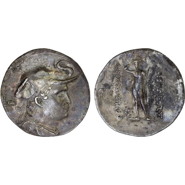 BACTRIA: Demetrios I Aniketos, ca. 200-185 BC, AR tetradrachm (16.41g), Choice VF