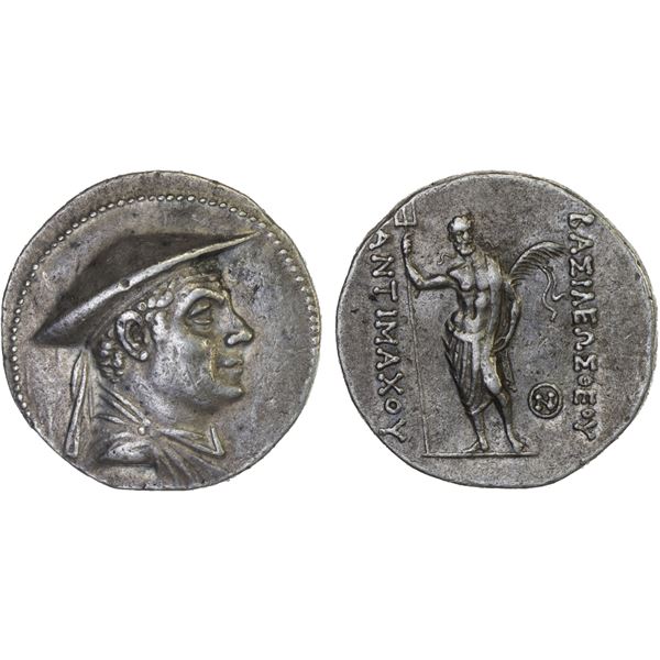 BACTRIA: Antimachos I Theos, ca. 185-170 BC, AR tetradrachm (16.91g), Choice VF