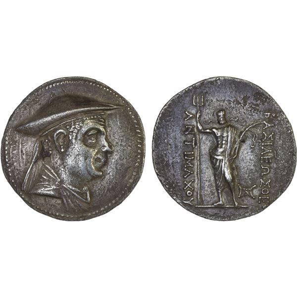 BACTRIA: Antimachos I Theos, ca. 185-170 BC, AR tetradrachm (16.04g), Choice VF