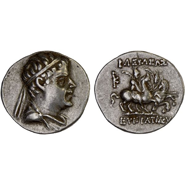 BACTRIA: Eukratides I Megas, ca. 170-145 BC, AR drachm (4.22g), Choice VF