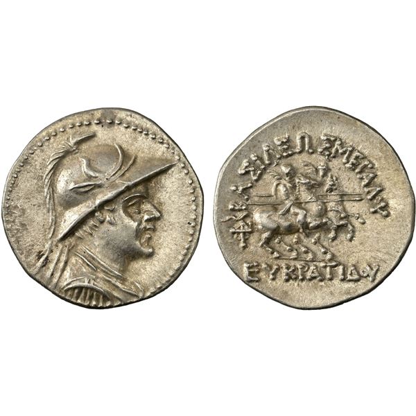 BACTRIA: Eukratides I Megas, ca. 170-145 BC, AR drachm (4.23g), NGC AU