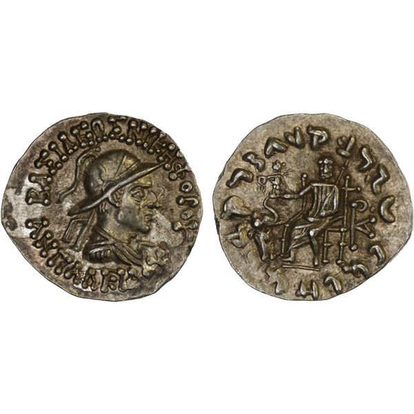 BACTRIA: Antialkidas Nikephoros, ca. 115-95 BC, AR drachm (2.45g), XF-AU