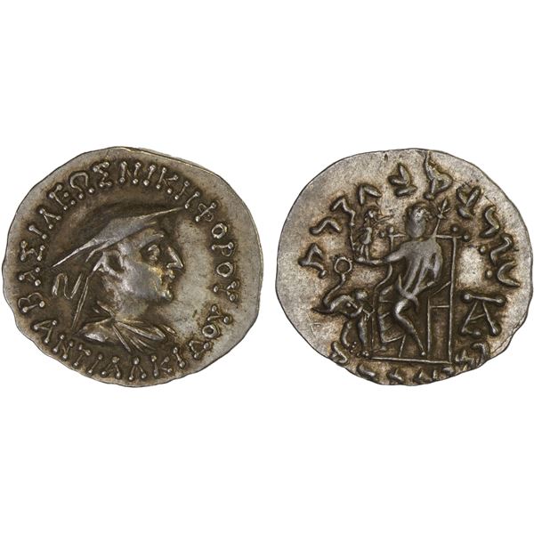 BACTRIA: Antialkidas Nikephoros, ca. 115-95 BC, AR drachm (2.43g), XF