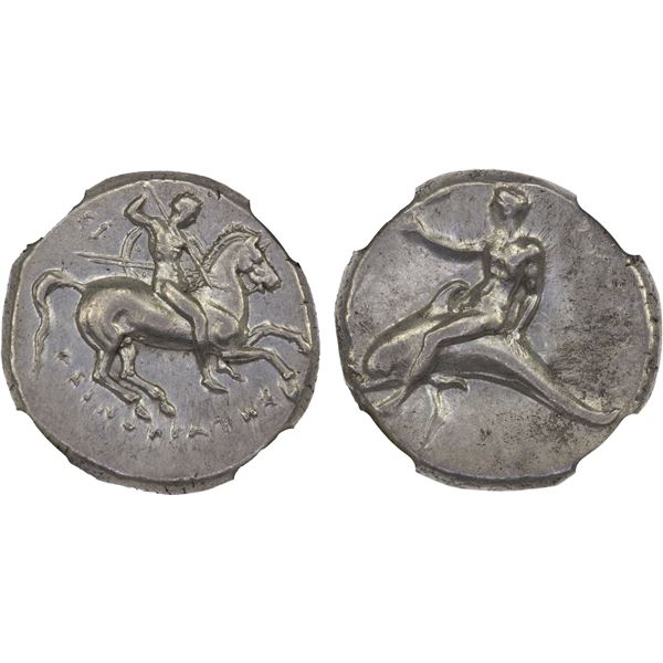 CALABRIA: Tarentum, AR nomos (didrachm) (7.84g), ca. 332-302 BC, NGC AU